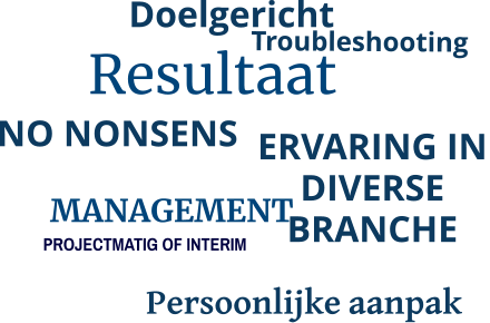 Doelgericht Resultaat NO NONSENS MANAGEMENT ERVARING IN DIVERSE BRANCHE   Troubleshooting Persoonlijke aanpak  PROJECTMATIG OF INTERIM